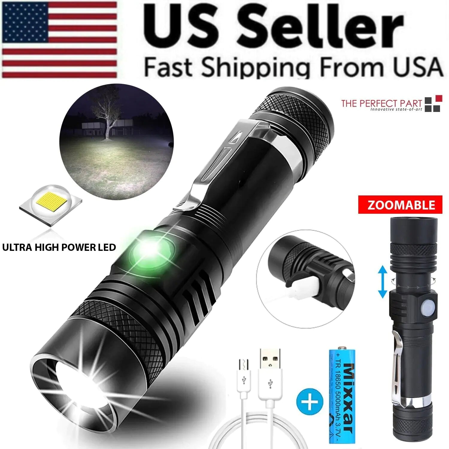 Super Bright Tactical Rechargeable Flashlight